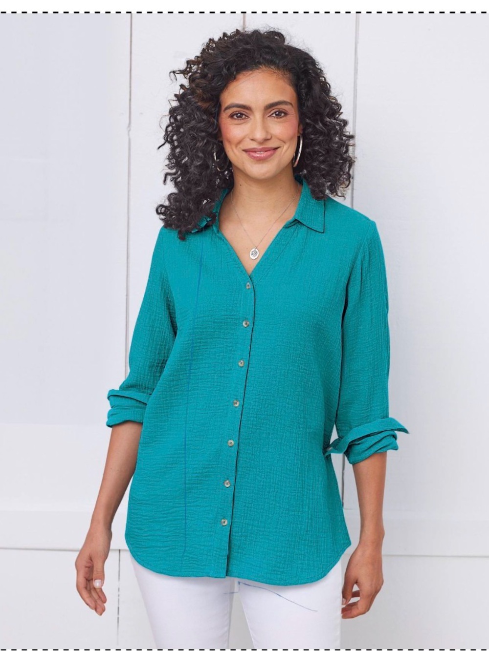 NorthStyle Teal Button-Down Textured Shirt